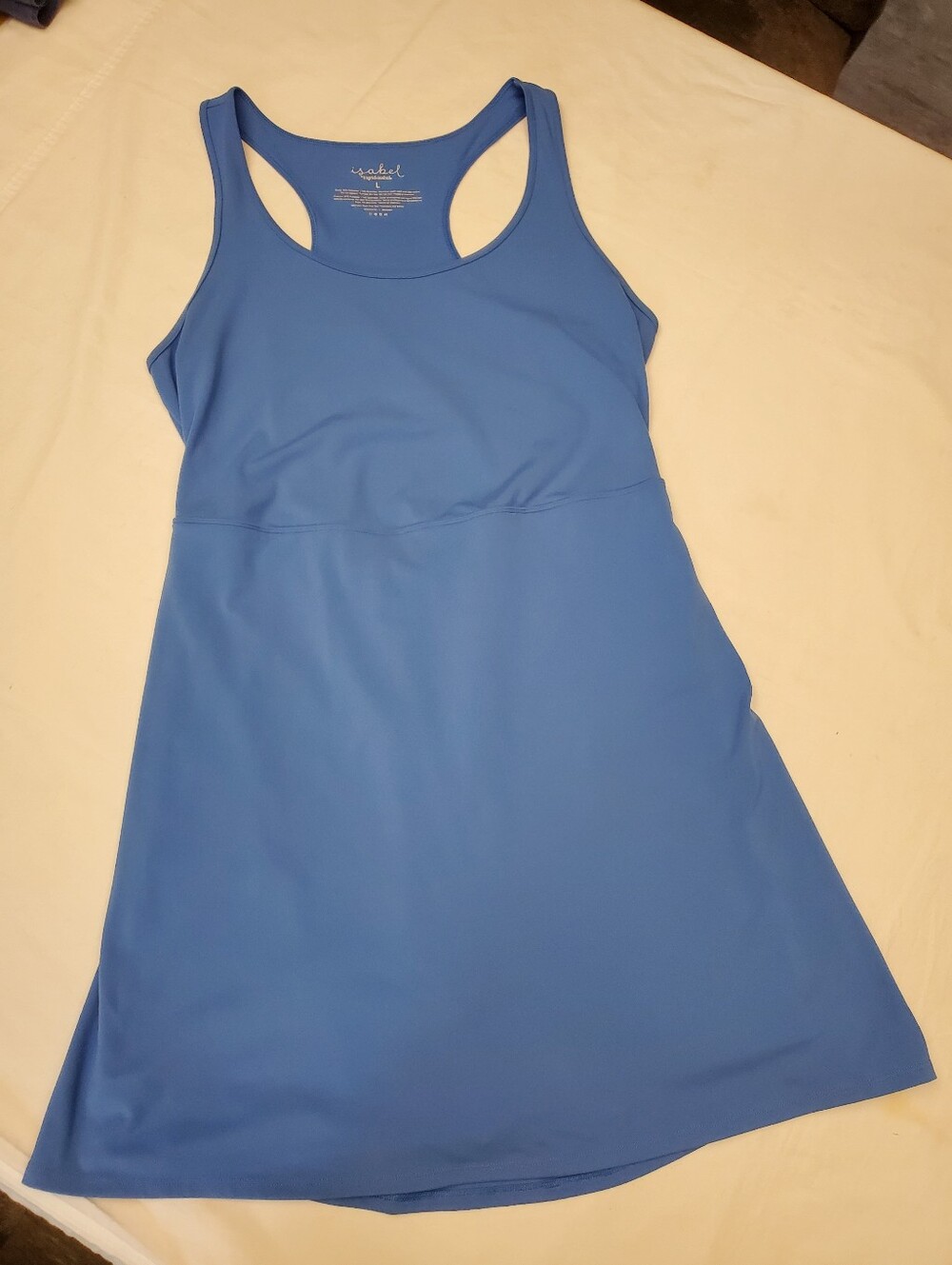 Isabel by Ingrid+Isabel Active Dress L Blue Racerback Cutout Built-In Shorts